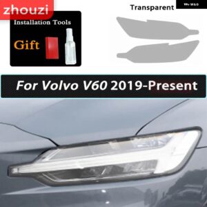 ボルボ 2個 スモークブラック TPU ステッカー クリア ヘッドライト フィルム XC40 XC60 XC90 S60 S90 V60 V90 2020 2021 2022 - v60　19-on　t