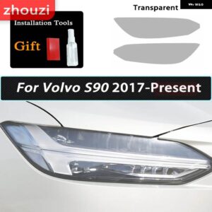 ボルボ 2個 スモークブラック TPU ステッカー クリア ヘッドライト フィルム XC40 XC60 XC90 S60 S90 V60 V90 2020 2021 2022 - s90　17-on　t
