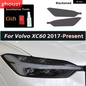 ボルボ 2個 スモークブラック TPU ステッカー クリア ヘッドライト フィルム XC40 XC60 XC90 S60 S90 V60 V90 2020 2021 2022 - xc60　17-on　b