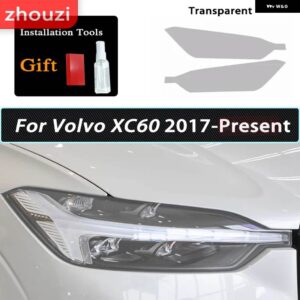ボルボ 2個 スモークブラック TPU ステッカー クリア ヘッドライト フィルム XC40 XC60 XC90 S60 S90 V60 V90 2020 2021 2022 - xc60　17-on　t