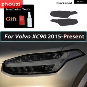 ボルボ 2個 スモークブラック TPU ステッカー クリア ヘッドライト フィルム XC40 XC60 XC90 S60 S90 V60 V90 2020 2021 2022 - xc90　15-on　b