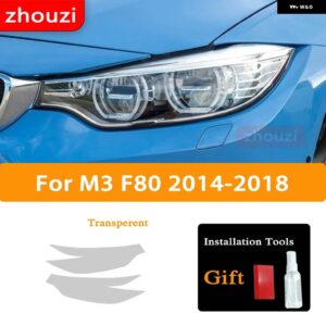 BMW 2個 M3 F80 M4 F82 F83 CS クーペ ヘッドライト ティントブラック フィルム クリア TPU ステッ - M3 Transparent