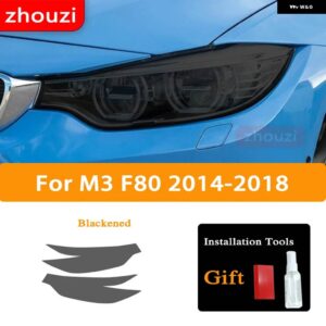 BMW 2個 M3 F80 M4 F82 F83 CS クーペ ヘッドライト ティントブラック フィルム クリア TPU ステッ - M3 Blackened