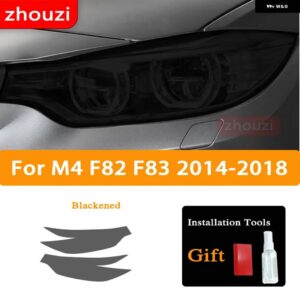 BMW 2個 M3 F80 M4 F82 F83 CS クーペ ヘッドライト ティントブラック フィルム クリア TPU ステッ - M4 Blackened