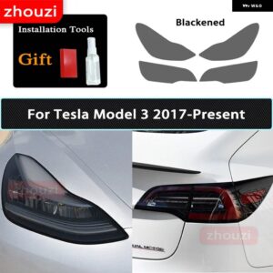 テスラ ステッカー フロント ヘッドランプ モデル 3 YSX 2015-2023 2020 ヘッドランプ TPU スモークブラック ヘッドライト - Model 3 A set B