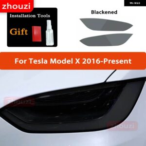 テスラ ステッカー フロント ヘッドランプ モデル 3 YSX 2015-2023 2020 ヘッドランプ TPU スモークブラック ヘッドライト - Model X B