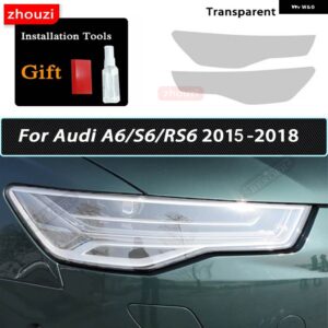 アウディ A6 C7 4G S6 RS6 2012-2018 2016 ヘッドライト フィルム スモークブラックティントラップビニールクリアランプ TPU ステッカー - Transparent