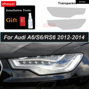 アウディ A6 C7 4G S6 RS6 2012-2018 2016 ヘッドライト フィルム スモークブラックティントラップビニールクリアランプ TPU ステッカー - Transparent3