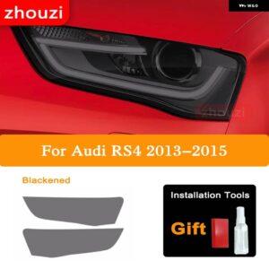 アウディ 2個 A4 B8 B9 8K 8W S4 RS4 ヘッドライト ティントブラック フィルム クリア TPU ステッ - RS4 13-15 B