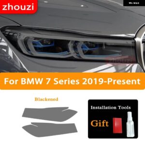 BMW G11 G12 F01 F02 7シリーズ 2009-2020 2個 ヘッドライト ティントブラック フィルム クリア TPU ステッ - 2019-On B