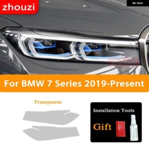 BMW G11 G12 F01 F02 7シリーズ 2009-2020 2個 ヘッドライト ティントブラック フィルム クリア TPU ステッ - 2019-On T