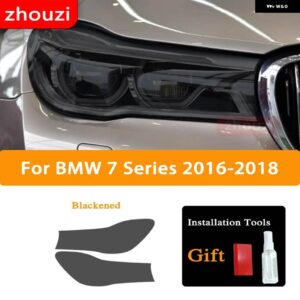 BMW G11 G12 F01 F02 7シリーズ 2009-2020 2個 ヘッドライト ティントブラック フィルム クリア TPU ステッ - 2016-2018 B