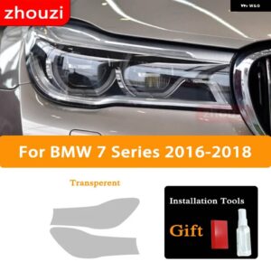 BMW G11 G12 F01 F02 7シリーズ 2009-2020 2個 ヘッドライト ティントブラック フィルム クリア TPU ステッ - 2016-2018 T