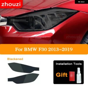 BMW 2 X 3シリーズ G20 G21 F30 F31 F34 ヘッドライト ティントブラック フィルム クリア TPU ステッ - F30 Blackened