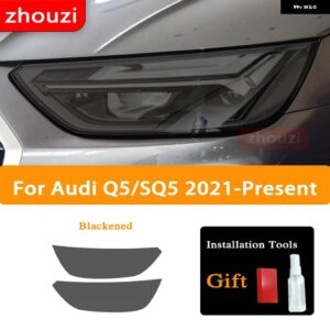 アウディ Q5 SQ5 FY 8R 2009-2022 ヘッドライト フィルム ビニール修復クリア黒 TPU ステッカー 2個 アクセサリー - Q5 21-On B