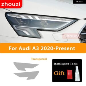 アウディ 2個 A3 8Y S3 2020 2021 ヘッドライト ティントスモークブラック フィルム クリア TPU ステッ - A3 2020-On T