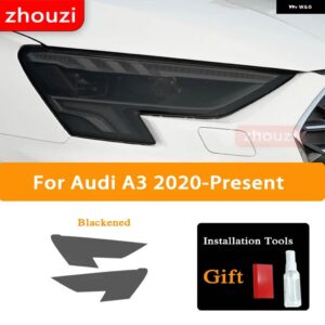 アウディ 2個 A3 8Y S3 2020 2021 ヘッドライト ティントスモークブラック フィルム クリア TPU ステッ - A3 2020-On B