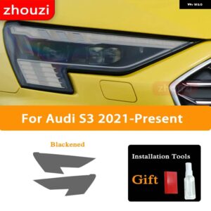 アウディ 2個 A3 8Y S3 2020 2021 ヘッドライト ティントスモークブラック フィルム クリア TPU ステッ - S3 2021-On B