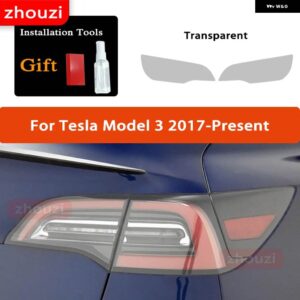 テスラ 2個 モデル 3 X Y S ヘッドライト ティントスモークブラック フィルム クリア TPU ステッ - Model 3 Taillight T