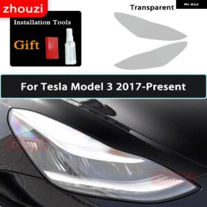 テスラ 2個 モデル 3 X Y S ヘッドライト ティントスモークブラック フィルム クリア TPU ステッ - Model 3 T