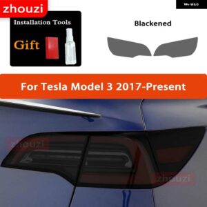 テスラ 2個 モデル 3 X Y S ヘッドライト ティントスモークブラック フィルム クリア TPU ステッ - Model 3 Taillight B