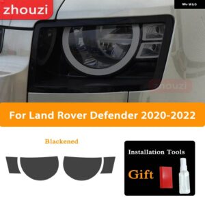ランドローバー ディフェンダー 2020-2022 ヘッドライト フィルム ヘッドランプ 修復黒クリア TPU ステッカー ACCESSORIE - Blackened