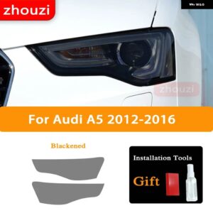アウディ A3 8V A4 B8 B9 A5 A6 C8 A7 A8 D4 TT E-TRON R8 ヘッドライト ティントスモークブラック フィルム TPU ステッ - Audi A5 2012-2016