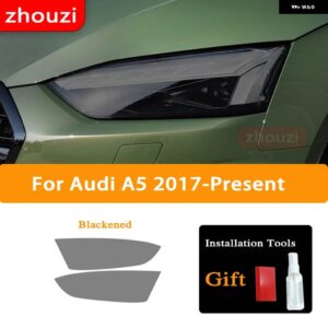 アウディ A3 8V A4 B8 B9 A5 A6 C8 A7 A8 D4 TT E-TRON R8 ヘッドライト ティントスモークブラック フィルム TPU ステッ - Audi A5 2017-On