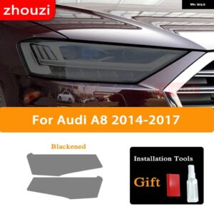 アウディ A3 8V A4 B8 B9 A5 A6 C8 A7 A8 D4 TT E-TRON R8 ヘッドライト ティントスモークブラック フィルム TPU ステッ - Audi A8 2014-2017
