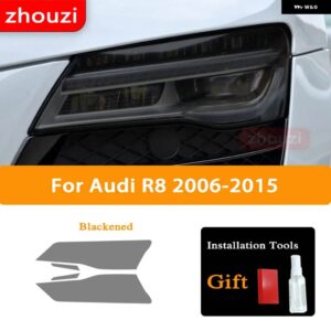 アウディ A3 8V A4 B8 B9 A5 A6 C8 A7 A8 D4 TT E-TRON R8 ヘッドライト ティントスモークブラック フィルム TPU ステッ - Audi R8 06-15