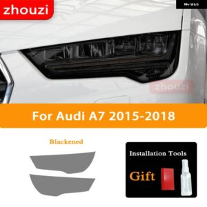 アウディ A3 8V A4 B8 B9 A5 A6 C8 A7 A8 D4 TT E-TRON R8 ヘッドライト ティントスモークブラック フィルム TPU ステッ - Audi A7 2015-2018
