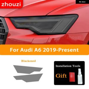 アウディ A3 8V A4 B8 B9 A5 A6 C8 A7 A8 D4 TT E-TRON R8 ヘッドライト ティントスモークブラック フィルム TPU ステッ - Audi A6 2019-On