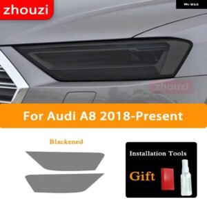 アウディ A3 8V A4 B8 B9 A5 A6 C8 A7 A8 D4 TT E-TRON R8 ヘッドライト ティントスモークブラック フィルム TPU ステッ - Audi A8 2018-On