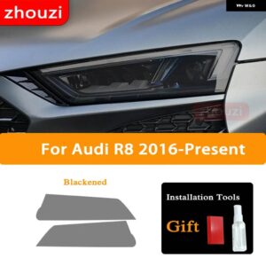 アウディ A3 8V A4 B8 B9 A5 A6 C8 A7 A8 D4 TT E-TRON R8 ヘッドライト ティントスモークブラック フィルム TPU ステッ - Audi R8 2016-On