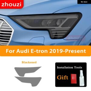 アウディ A3 8V A4 B8 B9 A5 A6 C8 A7 A8 D4 TT E-TRON R8 ヘッドライト ティントスモークブラック フィルム TPU ステッ - Audi E-tron 2019-On