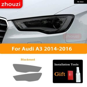 アウディ A3 8V A4 B8 B9 A5 A6 C8 A7 A8 D4 TT E-TRON R8 ヘッドライト ティントスモークブラック フィルム TPU ステッ - Audi A3 2014-2016