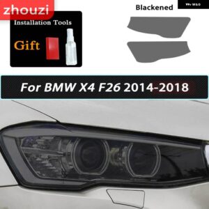 BMW X1 F48 X2 F39 X3 F25 G01 X4 G02 X5 F15 X6 F16 X7 ヘッドライト スモークブラック フィルム 自己修復 TPU ステッカー - X4 F26 14-18