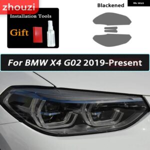 BMW X1 F48 X2 F39 X3 F25 G01 X4 G02 X5 F15 X6 F16 X7 ヘッドライト スモークブラック フィルム 自己修復 TPU ステッカー - X4 G02 19-On