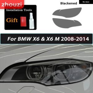 BMW X1 F48 X2 F39 X3 F25 G01 X4 G02 X5 F15 X6 F16 X7 ヘッドライト スモークブラック フィルム 自己修復 TPU ステッカー - X6 X6M 08-14