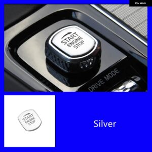 ボルボ アルミスタートハンドブレーキボタン スパンコール装飾 ステッカー トリム XC60 S60 XC90 S90 V90 インテリア アクセサリー - silver　1pcs