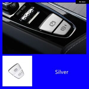 ボルボ アルミスタートハンドブレーキボタン スパンコール装飾 ステッカー トリム XC60 S60 XC90 S90 V90 インテリア アクセサリー - silver　2pcs