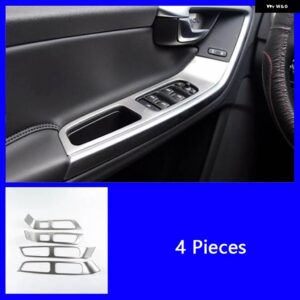 ボルボ ドア アームレスト 窓ガラス 昇降ボタン フレーム装飾 ステッカー トリム XC60 S60 V60 LHD RHD インテリア アクセサリー - 4pcs