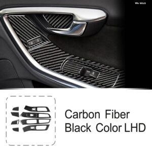 ボルボ カーボン窓ガラス 昇降フレーム トリム S60 V60 2010-2018 LHD エアコンアウトレットパネル インテリア アクセサリー - armrest　11pcs　lhd