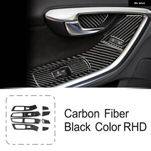 ボルボ カーボンカーセンターコンソールギアシフトフレーム トリム S60 V60 2010-2018 RHD 窓ガラス リフティング インテリア アクセサリー - armrest　11pcs　rhd
