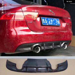 ジャガー カーボンレーシングリアバンパー リップディフューザー XE セダン 4 ドア 2015 2016 2017 バンパー エプロンガードプレ - 2 exhaust ports