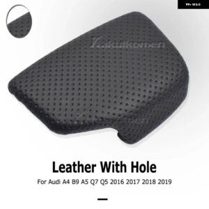 アウディ 黒パンチングレザー セレクターレバーハンドルギア シフトノブ ハンドボールカバー A4 B9 A5 Q7 Q5 2016-19 - perforated leather