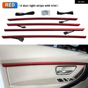 BMW アンビエントライト 4 つの インテリア ドアパネル LED 装飾 トリム ライト 3シリーズ F30 F31 2012-2018 2色 ムードランプ - Red