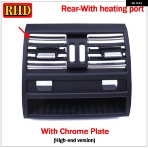 BMW RHD 車最前列センター/左/右側エアコンクローム ベントグリル A/C 風アウトレットパネルカバー 5シリーズ F10 F18 - RHD-RearWithHole