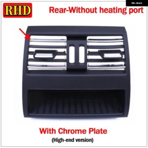BMW RHD 車最前列センター/左/右側エアコンクローム ベントグリル A/C 風アウトレットパネルカバー 5シリーズ F10 F18 - RHD-RearNoHole