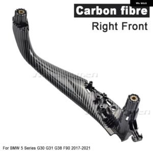 BMW LHD RHD 左右カーボン インテリア 車ドアハンドルインサイドカバー トリム 5シリーズ G30 G31 G38 F90 2017 - 2022 - Front Right-Carbon